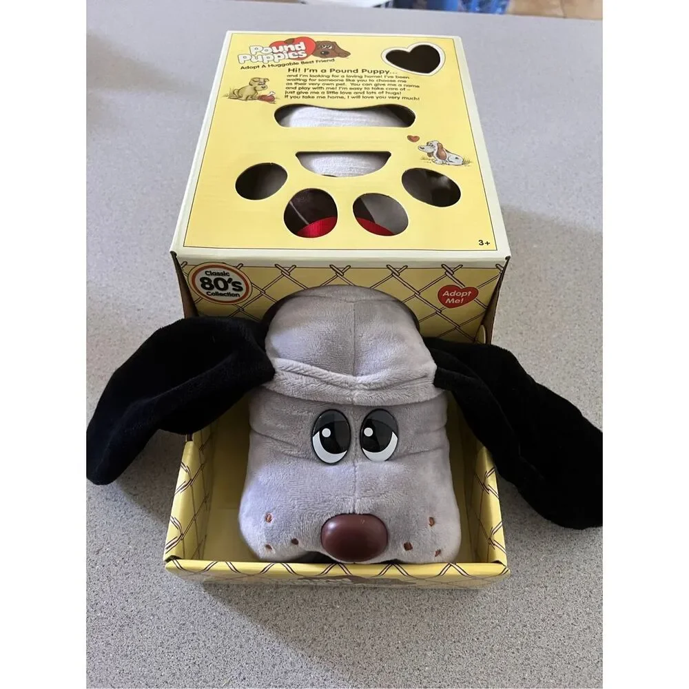Pound Puppies Full Size New in Box Hasbro 2018 Classic 80s Vintage Gray Dog